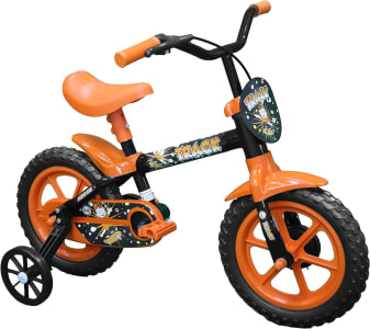 Bicicleta Arco Iris Infantil Aro 12 Preto e Laranja Track Bikes