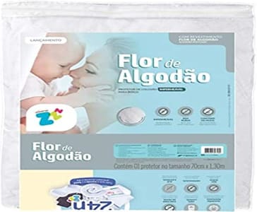 Protetor de Colchão Flor de Algodão Impermeável para Berço em Matelassê 70x130cm - Fibrasca