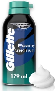 Gillette Foamy Senstive Espuma de Barbear Densa e Rica, Ideal para Homens com Pele Sensível 179mL