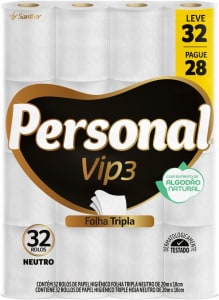 Papel Higiênico Personal Vip Folha Tripla 32 Rolos De 20M