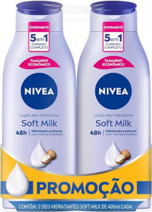 NIVEA Kit Loção Hidratante Desodorante Soft Milk 400ml