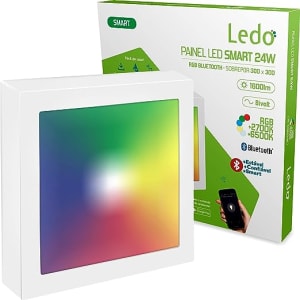 Painel Inteligente Led Smart 24W Bluetooth RGBWA Quadrado Sobrepor Ledo