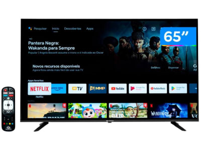 Smart TV 65” 4K DLED Rig Vizzion BR65GUA IPS - Android Wi-Fi Google Assistente 3 HDMI 2 USB - TV 4K Ultra HD - Magazine