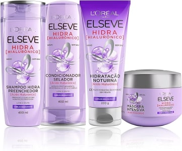 Kit L'Oréal Paris Elseve Hidra Hialurônico - Shampoo + Condicionador + Tratamento + Creme Noturno Color Transparente