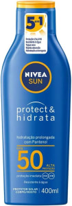 NIVEA SUN Protetor Solar Protect & Hidrata FPS 50 400ml - Com toque seco, rápida absorção e resistente à água, esse protetor solar oferece altíssima proteção ao sol e promove hidratação à pele