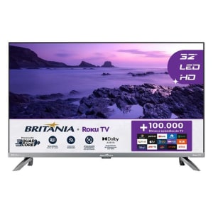 Smart TV 32” HD LED Britânia BTV32G7PR2CSGBLH Roku TV - Smart TV - Magazine {{route.pmdStoreName}}Logo LuLogo Magalu