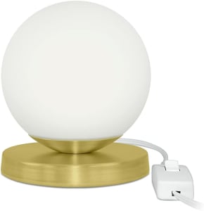 Luminária Abajur de mesa Globo Orby Dourado Base Redonda