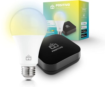 Kit Casa Conectada Lite Positivo Casa Inteligente, sua casa mais inteligente, contém 2 itens (1x Smart Controle Universal e 1x Smart Lâmpada Wi-Fi), B