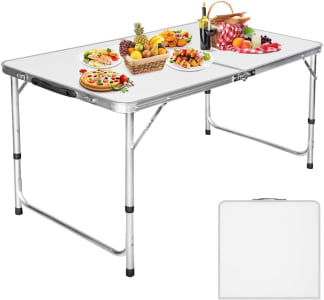 Mesa de Camping Dobrável em Alumínio 120x60, Suportá Até 20kg, Extensível, Altura Ajustável