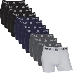 KIt 12 Cuecas Boxer Polo Wear Peças Lisas Tamanho GG