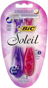 Aparelho de Depilar BIC Soleil, Rosa e Roxo, com Fita Lubrificante de Óleo de Coco, 919463, 2 Unidades