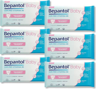 Bepantol Baby Kit Lenço Umedecido, Ideal Para a Pele do Bebê, Fórmula Hidratante com Pró-Vitamina B5, Hipoalergênico, Sem Fragrância, Corantes e Conservantes, Leve 6 Pague 4, 288 Lenços