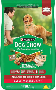 Purina Dog Chow Nestlé Purina Dog Chow Extralife Adultos Médios E Grandes Carne Frango E Arroz 10 1Kg
