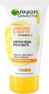 2 Unidades - Facial Garnier Uniform & Matte Vitamina C Antioleosidade, 120g