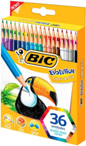 Lápis de Cor Sextavado BIC Evolution, 36 Cores Vivas e Intensas, Seguro para Crianças, 930230, Blister 1 Unidade