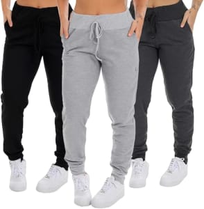 Kit 3 Calça Moletom Com Bolso Jogger Feminina Adulto, Tamanhos P, M e GG