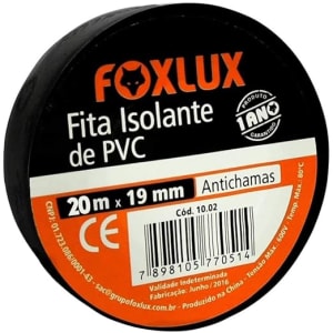 10 Unidades Fita Isolante 20M Preta com 1 Unidade - Fox Lux