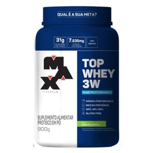 Top Whey 3w Mais Performance 900g Max Titanium Sabor Morango