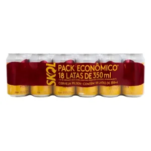 3 Packs Cerveja Skol Pilsen 350ml - 18 Unidades (Total 54 Unidades)