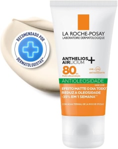 La Roche-Posay, Anthelios Airlicium, Protetor Solar Facial Antioleosidade, Controle e Redução da Oleosidade, FPS80, Textura Gel Creme, Toque Seco, 40g