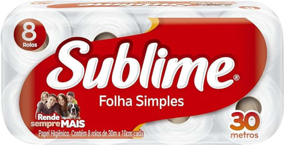 Papel Higiênico, Sublime, Folha Simples, Vermelho, 8 Rolos