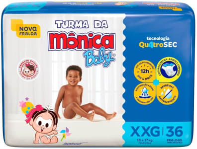 Fralda Turma da Monica Baby Mega XXG - 36 Unidades