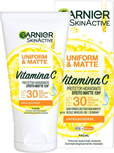 Protetor Hidratante Facial Garnier Uniform & Matte Vitamina C FPS 30, 40g