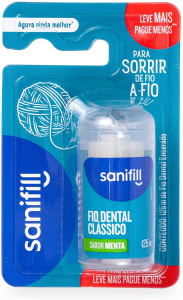 10 Unidades Fio Dental Sanifill Clássico Sabor Mental 125m