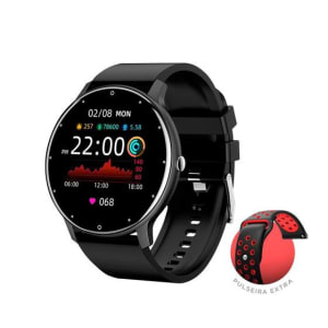 SmartWatch KaBuM! Smart 550, Preto, Pulseira Extra Preto e Vermelho, Compatível IoT KaBuM! Smart - KBSAC011 - Smartwatch e Acessórios - Magazine Ofertaesperta