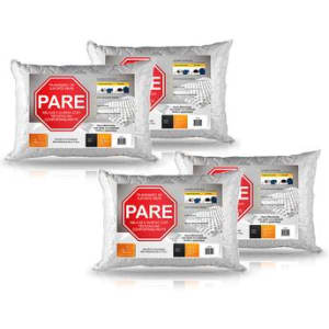 Kit com 4 Travesseiros Espuma Fibrasca Pare, Relaxe e Durma para Fronhas 50x70cm