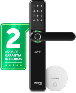 Fechadura Smart de Embutir com Maçaneta + Hub Compatível com Alexa IFR 7000+ Preto Intelbras