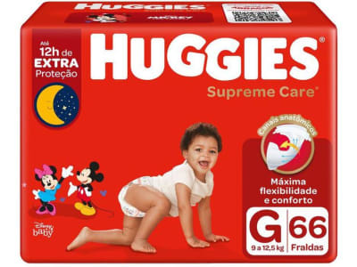 Fralda Huggies Supreme Care Tam. G - 9 até 12,5kg 66 Unidades - Fralda Descartável - Magazine 