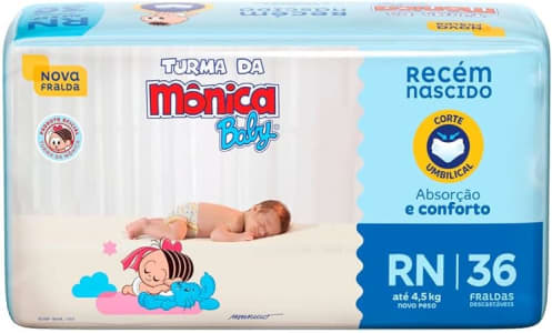 Turma da Mônica Baby - Fralda, Jumbo, RN, 36 Unidades