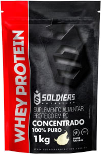 Whey Protein Concentrado 1Kg - Natural - 100% Puro Importado - Soldiers Nutrition