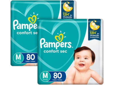 Kit Fraldas Pampers Confort Sec Tam. M 6 a 10kg - 2 Pacotes com 80 Unidades Cada - Magazine Ofertaesperta