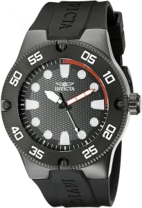 Invicta Relógio masculino de quartzo Pro Diver com pulseira de silicone, preto (modelo: 18026), Preto, Relógio de quartzo, mergulhador, cronógrafo