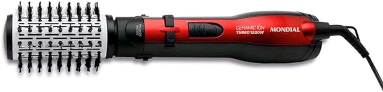 Escova Rotativa Ceramic Íon Turbo, Mondial, Vermelho/Preto, 1200W, 220V - ER-09