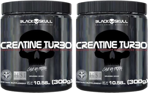 Kit 2X Creatine Turbo Suplemento Alimentar Black Skull 300g Caveira Preta Creatina Monohidratada Sem Sabor