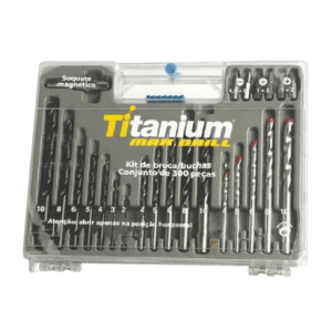 Kit De Brocas Soquetes Bits Bucha Com 300 Peças Max Drill Titanium - 7427