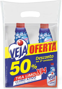 5 Unidades Limpador Banheiro Veja X-14 Tira Limo Refil Com 2 Unidades de 500ml Cada