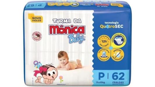 Fralda Turma Da Mônica Baby Descartável Tamanho P - 62 Unidades - Magazine Ofertaesperta