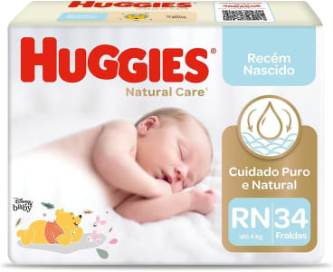 Huggies NATURAL CARE RN - Fralda recém-nascido, 34 unidades (Pacote pode variar)
