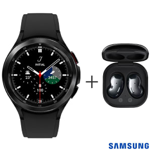 Galaxy Watch4 Classic BT 46mm Samsung Preto com 1,4" + Fone sem Fio Samsung Galaxy Buds Live Preto - SM-R180NZKAZTO