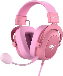 Headset Fone de Ouvido Havit HV-H2002d Pink, Gamer, com Microfone, Falante 53mm, Plug 3, 5mm: compatível com XBOX ONE e PS4, HAVIT, HV-H2002d Cor Rosa