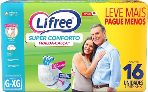 Fralda-Calça Geriátrica Lifree, Super Conforto, Tamanho G/XG - 16 unidades