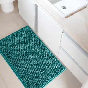 Kit 2 Tapetes Banheiro Bolinha Microfibra Antiderrapante Colors (Azul)