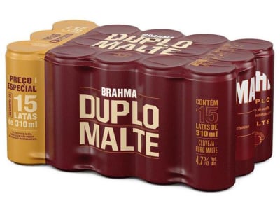Cerveja Brahma Duplo Malte Lager 15 Unidades - Lata 310ml - Magazine Ofertaesperta