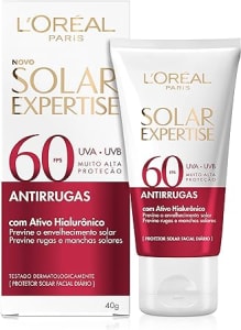 L'Oréal Paris Protetor Solar Facial Antirrugas FPS60 com Ativo Hialurônico Solar Expertise, 40g