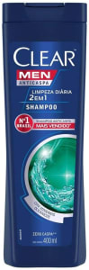 Shampoo Anticaspa Clear Men Limpeza Diária 2 em 1 400 Ml, Clear, 400 ML