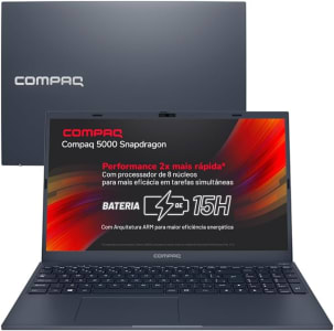 Notebook Compaq Presario 5112 Snapdragon™ 7C 4GB 128GB UFS 156” 15H de Bateria Windows 11 Azul Escuro - 2 ANOS DE GARANTIA DE FÁBRICA